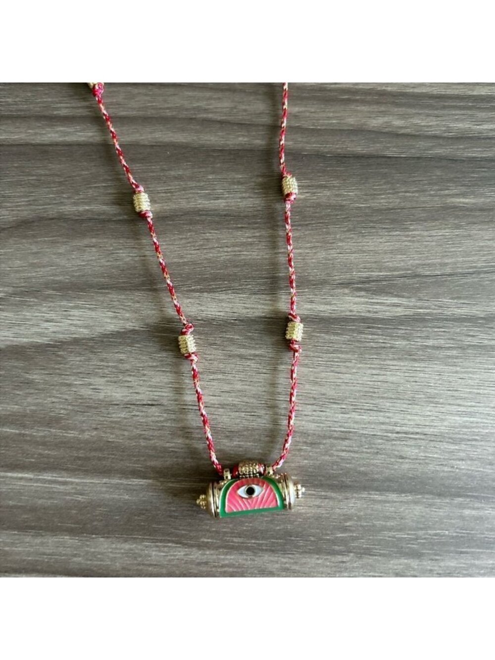 Gold and red Necklace Q410 - Picture 2 of 5